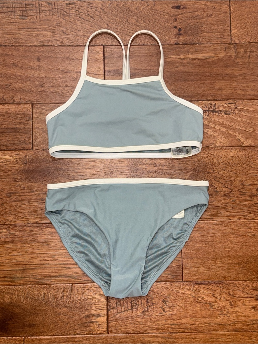 Girls H&M Move Lycra Bikini Swimsuit - Green White - Size US 6X/7